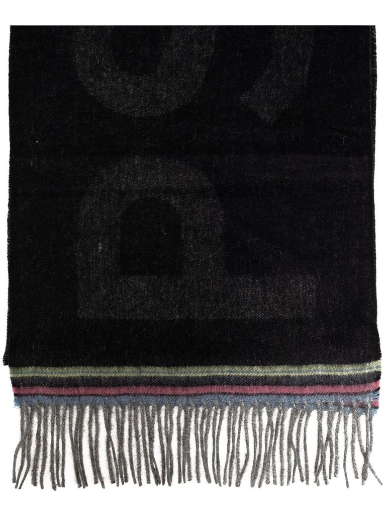 Shop Ps By Paul Smith Fringed Wool Blend Scarf In Black