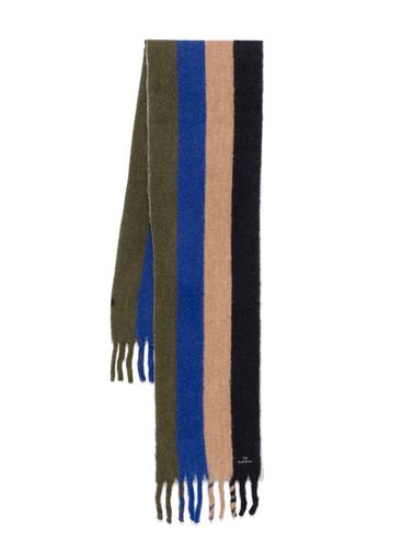 PS PAUL SMITH - Striped wool blend scarf with fringes