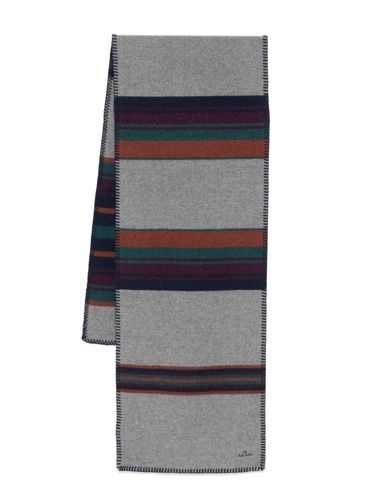 PS PAUL SMITH - Grey striped wool scarf