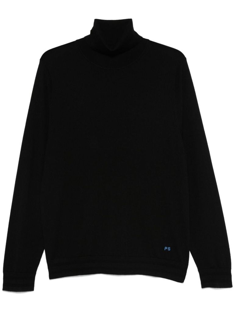 Shop Ps By Paul Smith Black Turtleneck Wool Sweater