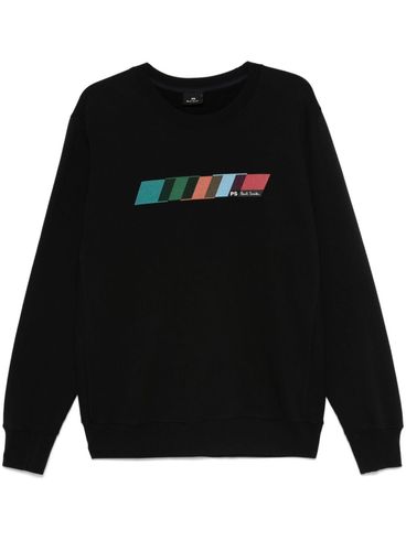 PS PAUL SMITH - Crewneck cotton sweatshirt with multicolored insert