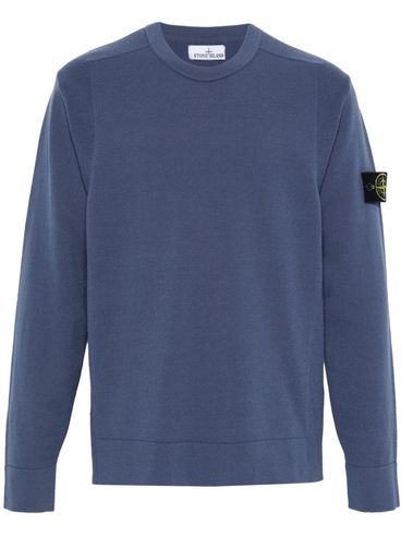 Maglione in lana blu girocollo