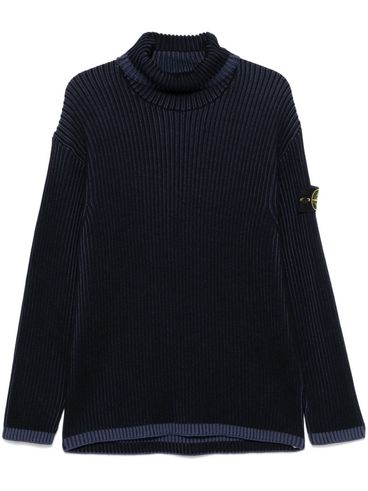 STONE ISLAND - Maglione in lana a coste a collo alto