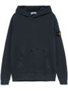 stone island - Felpa in cotone con cappuccio e logo