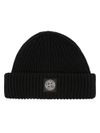 stone island - Ribbed wool beanie with logo