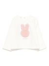 Cotton t-shirt with bunny and rhinestones