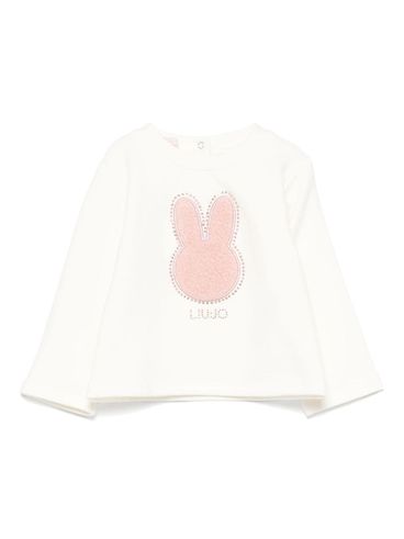 LIU JO - Cotton t-shirt with bunny and rhinestones