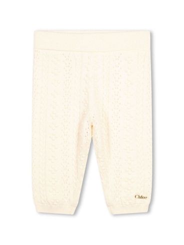 Cotton and wool open-knit pants