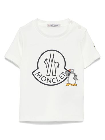 T-shirt in cotone stretch con logo e pinguino