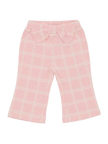 Checked cotton pants with bow