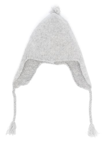 Cashmere beanie with pom poms