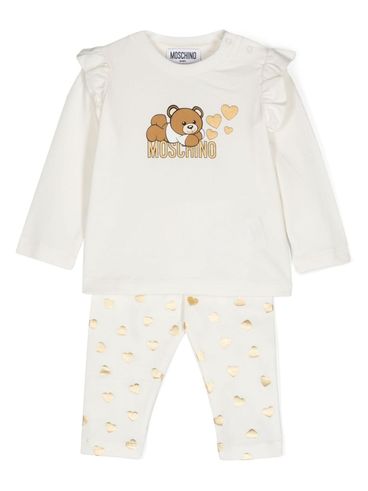 Cotton jumpsuit with heart and bear print