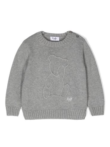 Cotton sweater with bear embroidery