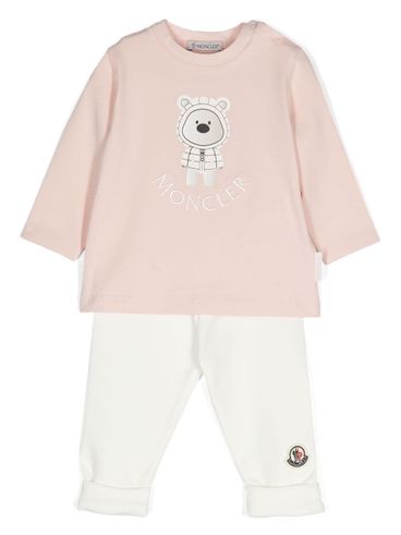 Two-piece stretch cotton jumpsuit with bear print