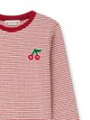 bonpoint - Striped cotton T-shirt with cherry embroidery - 2