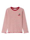 bonpoint - T-shirt in cotone a righe con ricamo ciliegia