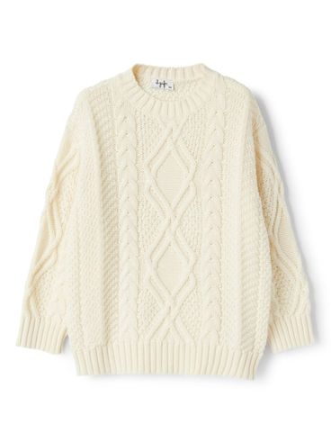 White crossed cotton and wool sweater