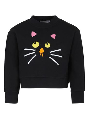 Cotton sweatshirt with cat print