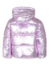 Short down jacket with shiny finish