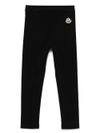 moncler - Stretch cotton leggings with logo - 1