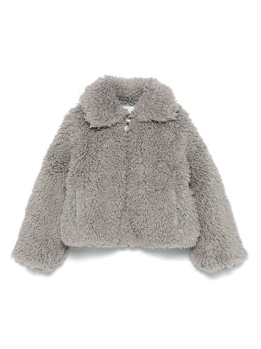 Gray faux fur jacket with zip