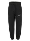 Pantaloni tuta in cotone nero con logo