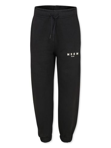 MSGM - Pantaloni tuta in cotone nero con logo