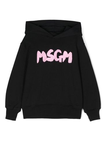 MSGM - Black cotton hoodie with logo