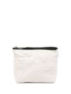 White clutch bag with embroidered logo