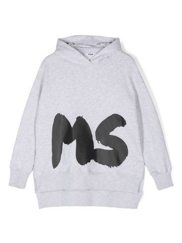 MSGM - Abito corto in cotone grigio con logo