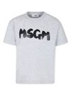 T-shirt in cotone grigio con stampa logo