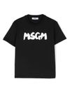 Black cotton T-shirt with logo print