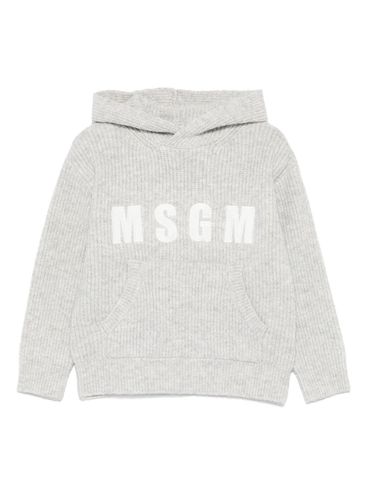 MSGM - Maglione grigio con cappuccio e logo