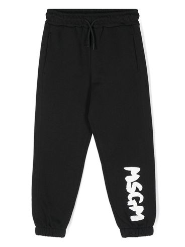 MSGM - Pantaloni tuta in cotone nero con logo