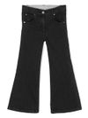 Flared cotton long jeans