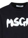 Black cotton crewneck sweatshirt with logo print