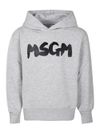 Grey cotton hoodie with logo