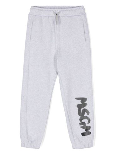 MSGM - Pantaloni tuta in cotone grigio con logo