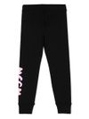 Leggings in cotone nero con logo