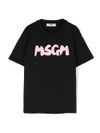 Black cotton T-shirt with logo print