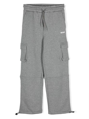 MSGM - Pantaloni tuta in cotone grigio con tasche