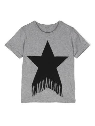 Cotton T-shirt with fringes and star