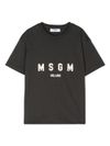 Grey cotton T-shirt with logo print