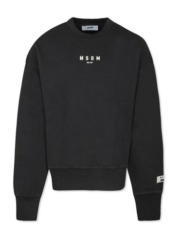 Grey cotton crewneck sweatshirt with logo print