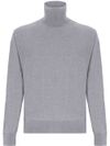 Grey high-neck wool sweater