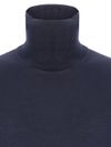 Blue high-neck wool sweater