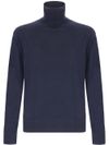 Blue high-neck wool sweater