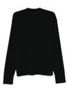 Black crew neck sweater in wool and cashmere