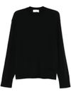 Black crew neck sweater in wool and cashmere