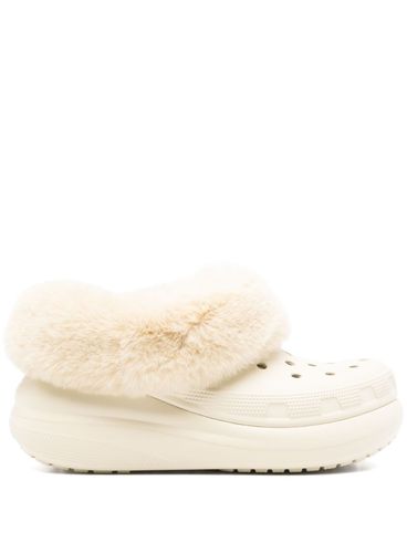 CROCS - Sabot Furever Crush bianco con pelliccia